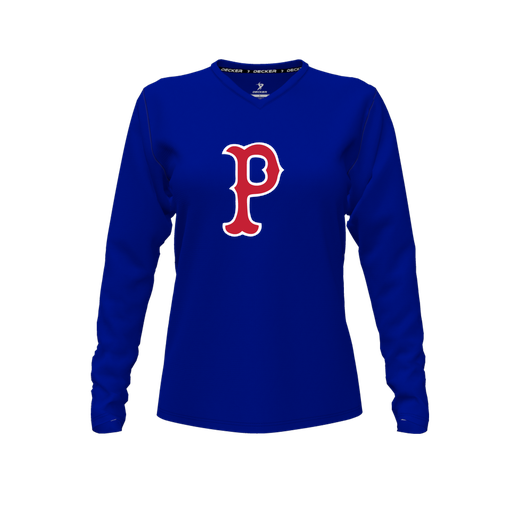 [FTLVCFRY-FYXS-LOGO1] Decker Comfort T-Shirt (Female Youth XS, Royal, V Neck, Logo 1, Long Sleeve)