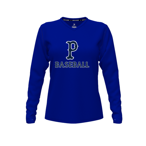 [FTLVCFRY-FYXS-LOGO2] Decker Comfort T-Shirt (Female Youth XS, Royal, V Neck, Logo 2, Long Sleeve)