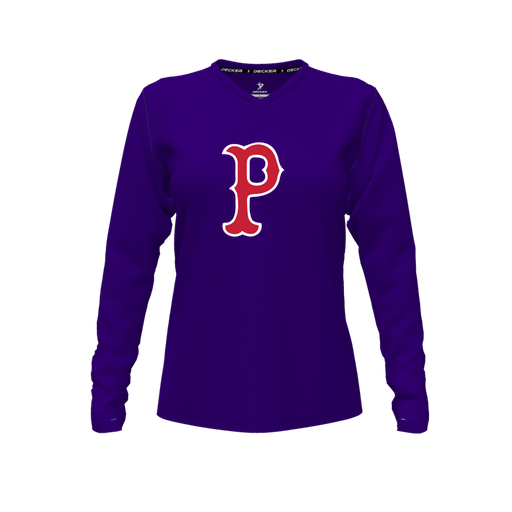 [FTLVCFPP-FYXS-LOGO1] Decker Comfort T-Shirt (Female Youth XS, Purple, V Neck, Logo 1, Long Sleeve)