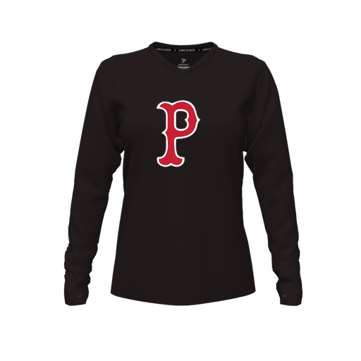 [FTLVPTBK-FYXS-LOGO1] Decker Performance T-Shirt (Female Youth XS, Black, V Neck, Logo 1, Long Sleeve)