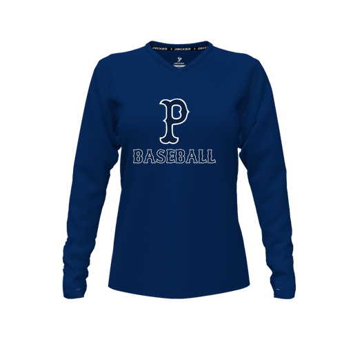 [CUS-DFW-TEES-PER-VNK-LSL-NVY-FYXS-LOGO2] Performance T-Shirt (Female Youth XS, Navy, V Neck, Logo 2, Long Sleeve)