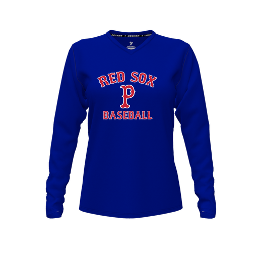 [CUS-DFW-TEES-PER-VNK-LSL-RYL-FYXS-LOGO3] Decker Performance T-Shirt (Female Youth XS, Royal, V Neck, Logo 3, Long Sleeve)