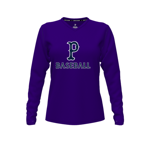 [CUS-DFW-TEES-PER-VNK-LSL-PUR-FYXS-LOGO2] Decker Performance T-Shirt (Female Youth XS, Purple, V Neck, Logo 2, Long Sleeve)