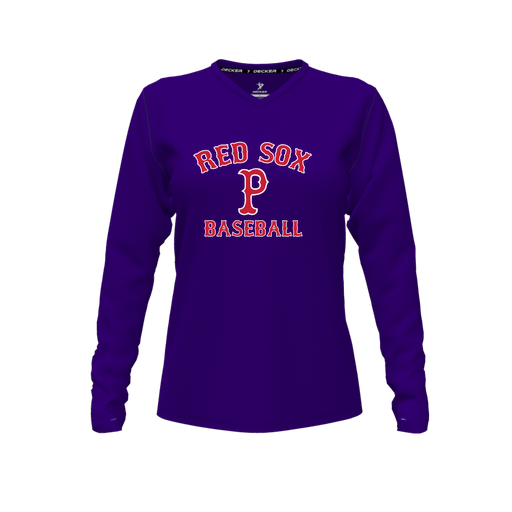 [FTLVPTPP-FYXS-LOGO3] Decker Performance T-Shirt (Female Youth XS, Purple, V Neck, Logo 3, Long Sleeve)