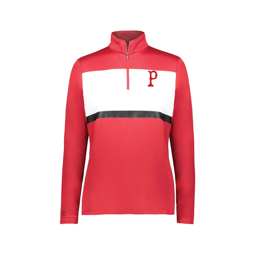 [222791.408.XS-LOGO1] Ladies Bold 1/4 Zip Pullover (Female Adult XS, Red, Logo 1)