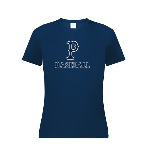 [2792.065.XS-LOGO2] Ladies Smooth Sport V-Neck T-Shirt (Female Adult XS, Navy, Logo 2)